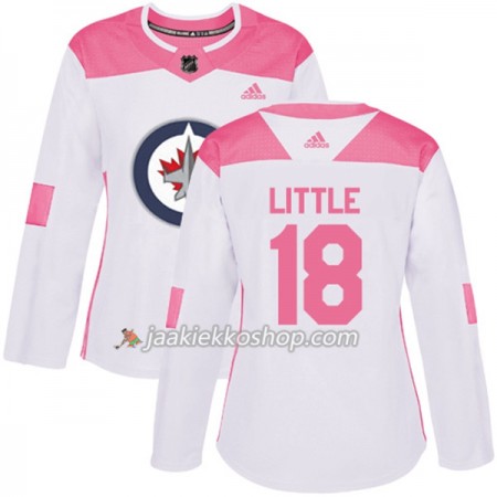 Nainen NHL Winnipeg Jets Pelipaita Bryan Little 18 Adidas 2017-2018 Valkoinen Vaaleanpunainen Fashion Authentic
